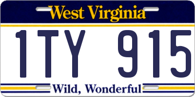 WV license plate 1TY915