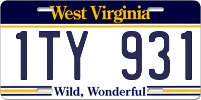 WV license plate 1TY931
