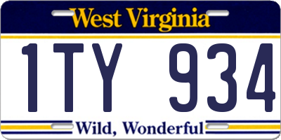 WV license plate 1TY934