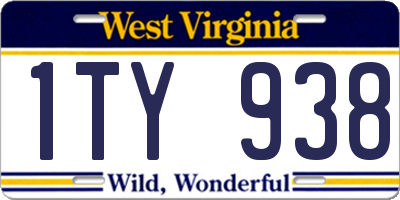 WV license plate 1TY938