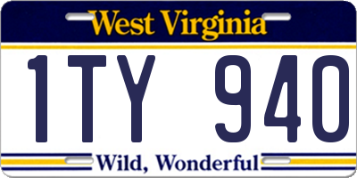 WV license plate 1TY940