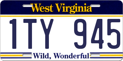 WV license plate 1TY945