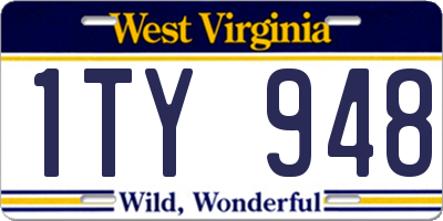 WV license plate 1TY948