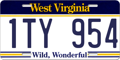WV license plate 1TY954