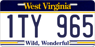 WV license plate 1TY965