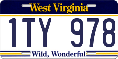 WV license plate 1TY978