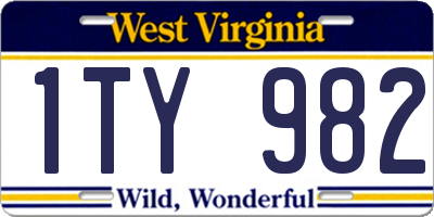 WV license plate 1TY982