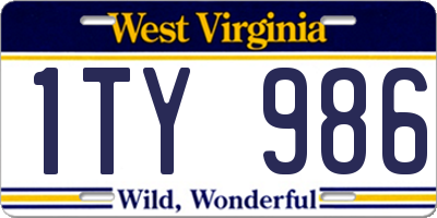 WV license plate 1TY986