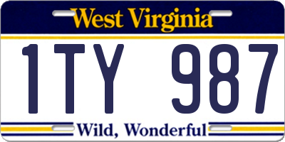 WV license plate 1TY987