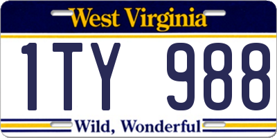 WV license plate 1TY988