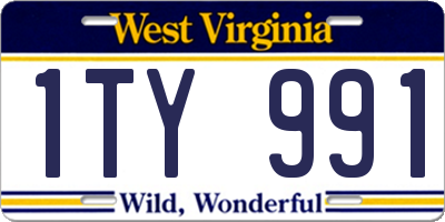 WV license plate 1TY991