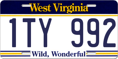 WV license plate 1TY992