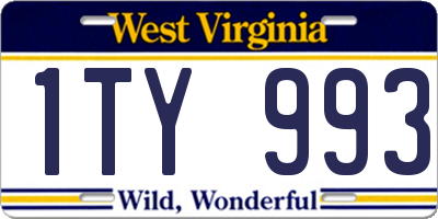 WV license plate 1TY993