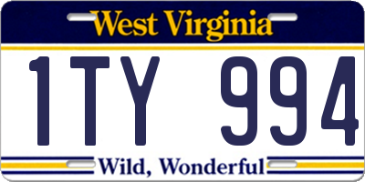 WV license plate 1TY994