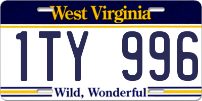 WV license plate 1TY996
