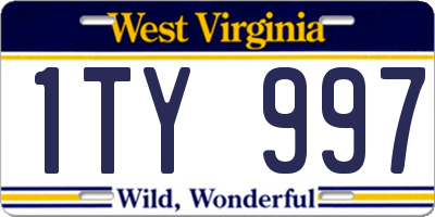 WV license plate 1TY997