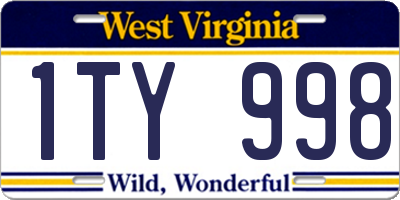 WV license plate 1TY998