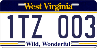 WV license plate 1TZ003