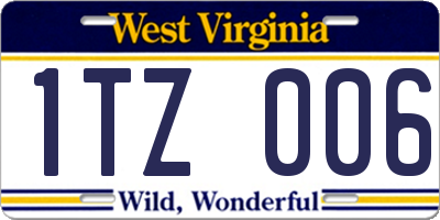 WV license plate 1TZ006