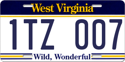 WV license plate 1TZ007