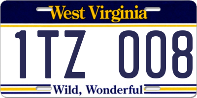 WV license plate 1TZ008