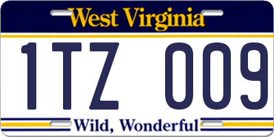 WV license plate 1TZ009