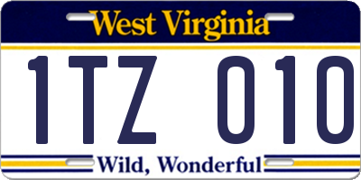 WV license plate 1TZ010