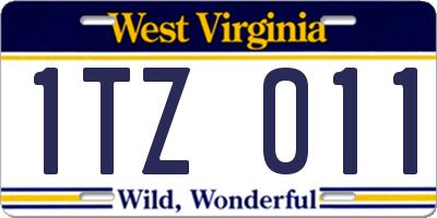 WV license plate 1TZ011