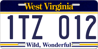 WV license plate 1TZ012