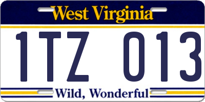 WV license plate 1TZ013