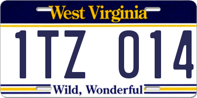 WV license plate 1TZ014