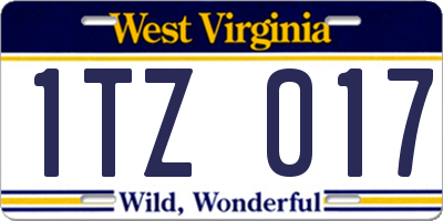 WV license plate 1TZ017