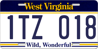 WV license plate 1TZ018