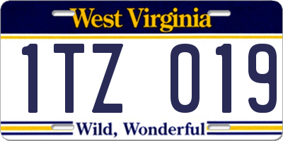 WV license plate 1TZ019