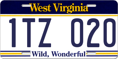 WV license plate 1TZ020