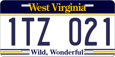 WV license plate 1TZ021