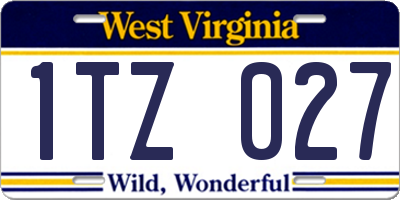 WV license plate 1TZ027