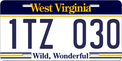 WV license plate 1TZ030