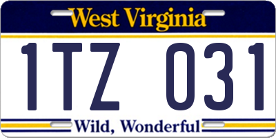 WV license plate 1TZ031