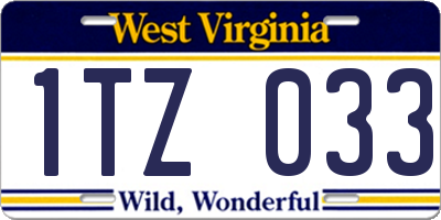 WV license plate 1TZ033