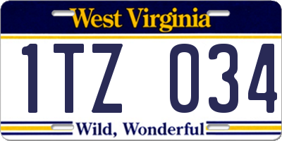 WV license plate 1TZ034