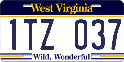 WV license plate 1TZ037