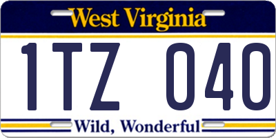 WV license plate 1TZ040