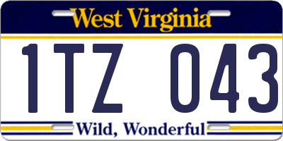 WV license plate 1TZ043