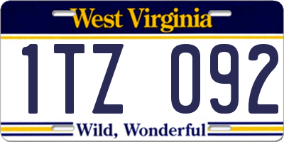 WV license plate 1TZ092