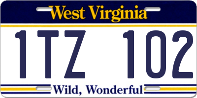 WV license plate 1TZ102