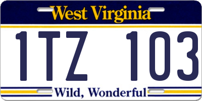 WV license plate 1TZ103