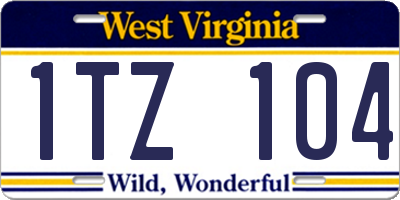 WV license plate 1TZ104