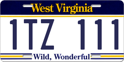 WV license plate 1TZ111
