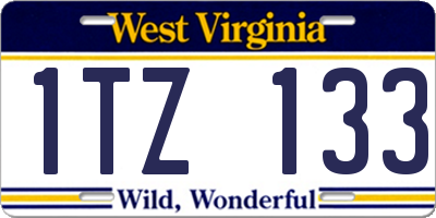 WV license plate 1TZ133